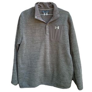 Men's UA Heathered Grey Specialist Henley 2.0 Long Sleeve Sweater